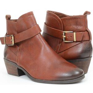 Vince Camuto Women 7.5 Leather Ankle Booties Harness Western Cowgirl Moto Biker